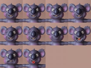 cartoon koala rigged and animated 3D 모델