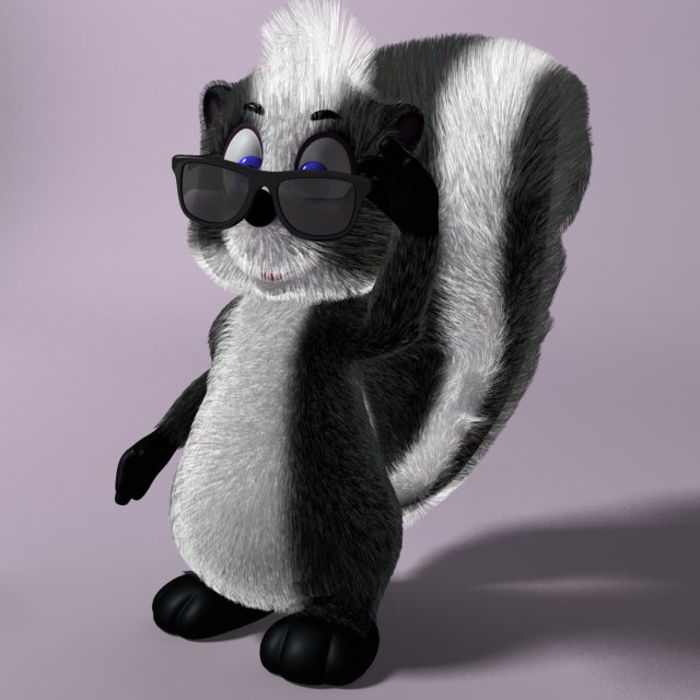 cartoon skunk rigged 3D 模型 .c4d .max .obj .3ds .fbx .stl .blend 