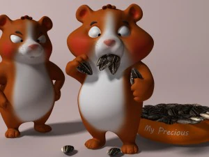 cartoon hamster rigged 3D Model