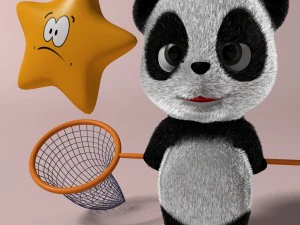 panda dei cartoni animati truccato Modello 3D