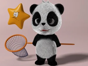 cartoon panda rigged 3D Model