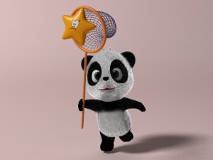 cartoon panda rigged 3D Модель