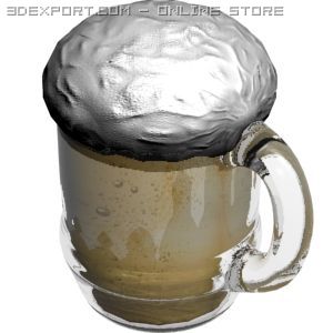 glass of beer 3D 모델 .c4d .max .obj .3ds .fbx .stl .blend 
