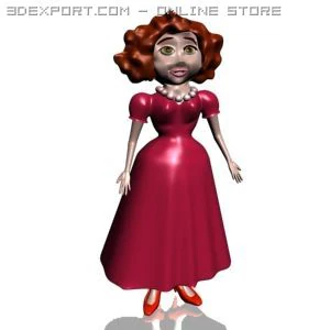 toon woman character 3D Model .c4d .max .obj .3ds .fbx .stl .blend 