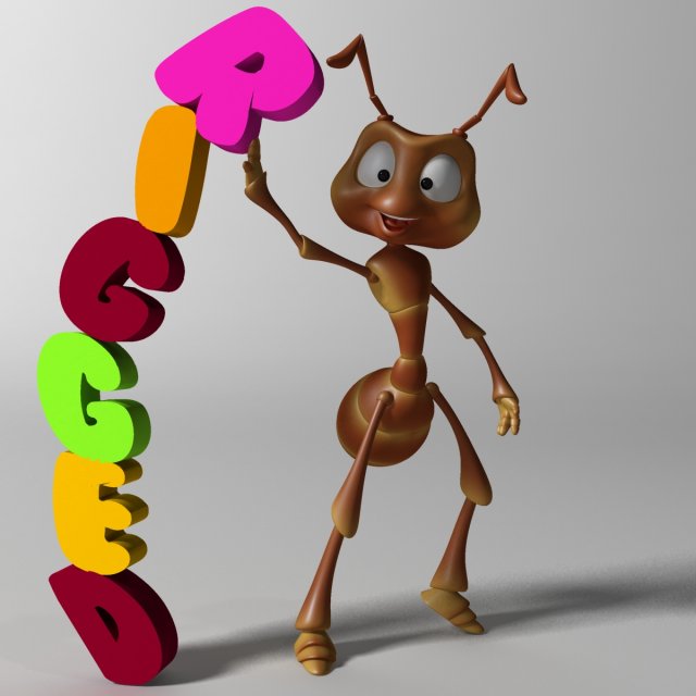 cartoon ant rigged 3D Модель .c4d .max .obj .3ds .fbx .stl .blend 