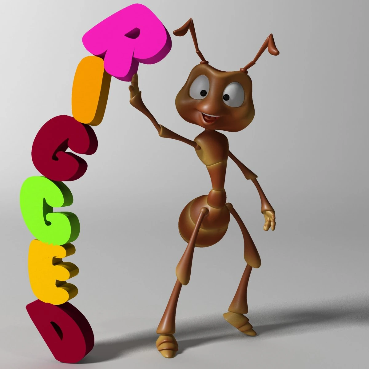cartoon ant rigged 3D Model .c4d .max .obj .3ds .fbx .stl .blend 