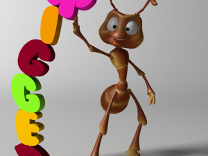 cartoon ant rigged Modelo 3D