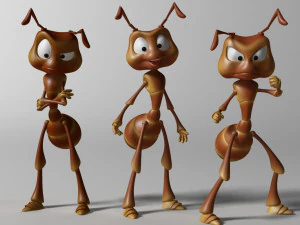 cartoon ant rigged 3D Model