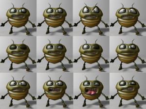 cartoon bug rigged Model 3D