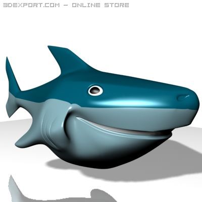 smiling shark 3d 3D 模型 .c4d .max .obj .3ds .fbx .stl .blend 