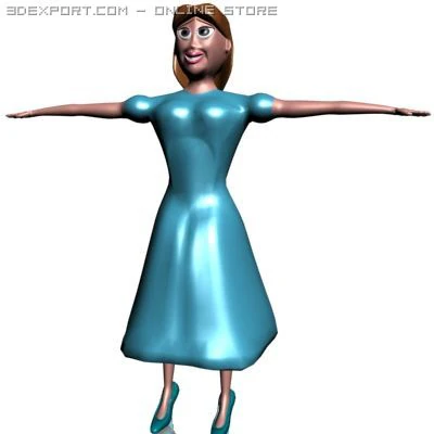 girl in blue 3D Model .c4d .max .obj .3ds .fbx .stl .blend 
