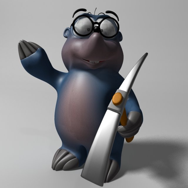 cartoon mole rigged Modelo 3D .c4d .max .obj .3ds .fbx .stl .blend 