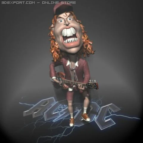 angus young 3d character toon 3D Model .c4d .max .obj .3ds .fbx .stl .blend