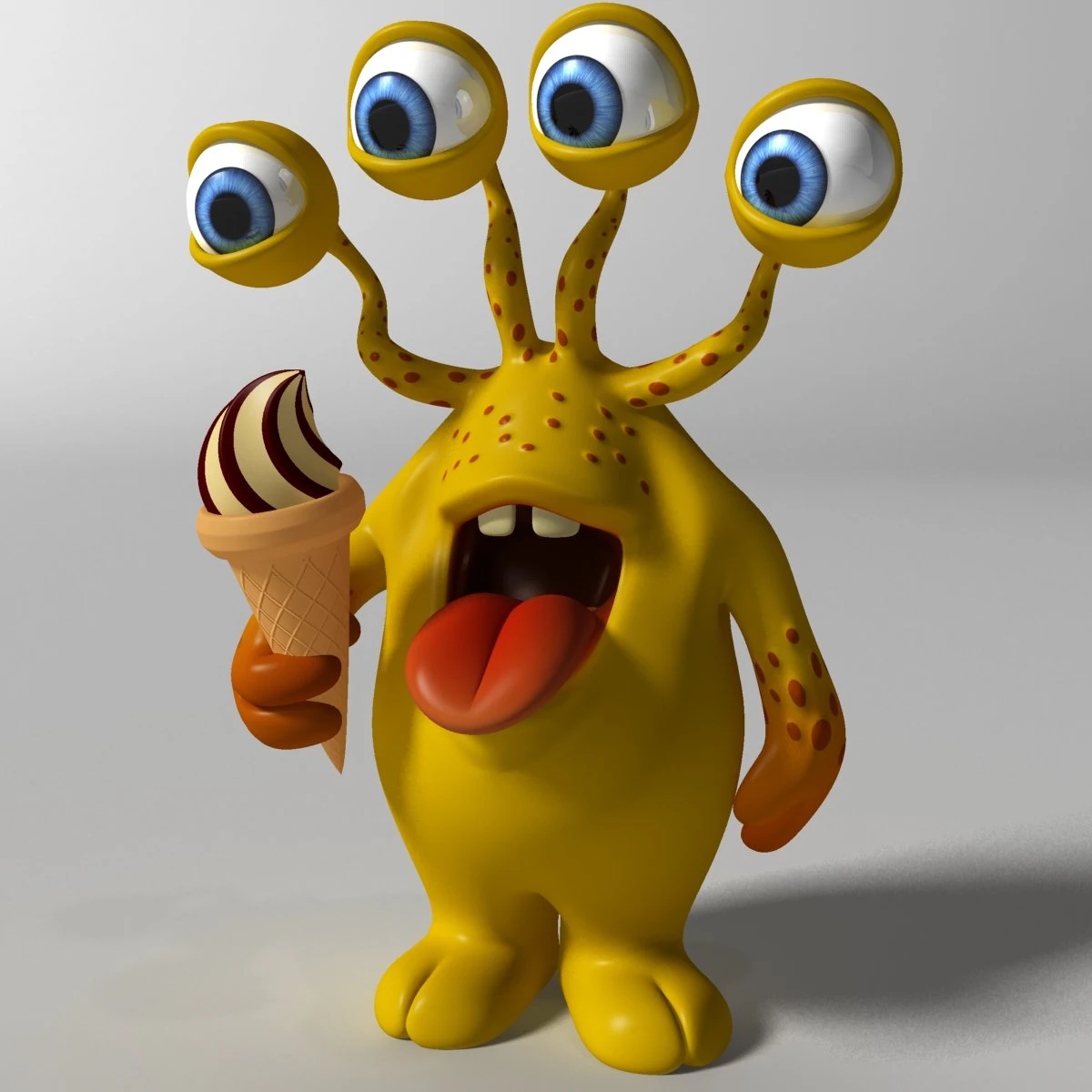 cartoon yellow monster rigged 3D Model .c4d .max .obj .3ds .fbx .stl .blend