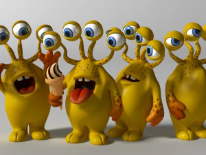 cartoon yellow monster rigged 3D Model