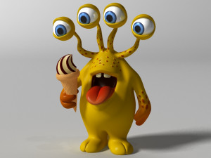 cartoon yellow monster rigged 3D Model