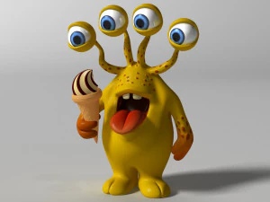 cartoon yellow monster rigged 3D Model