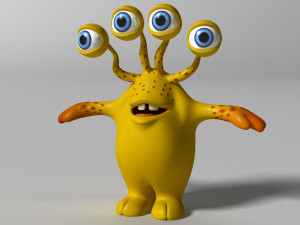 cartoon yellow monster rigged 3D Model