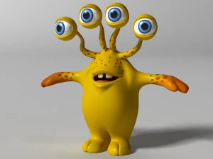 cartoon yellow monster rigged 3D Model