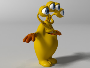 cartoon yellow monster rigged 3D Model