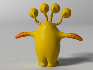 cartoon yellow monster rigged 3D Model