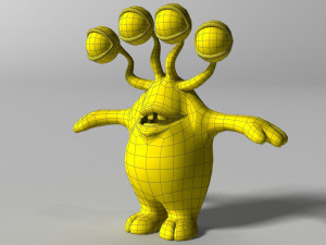 cartoon yellow monster rigged 3D Model
