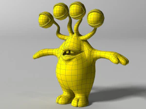 cartoon yellow monster rigged 3D Model