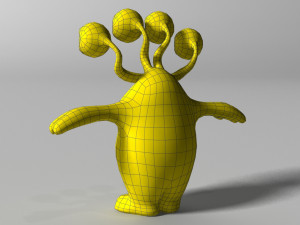 cartoon yellow monster rigged 3D Model