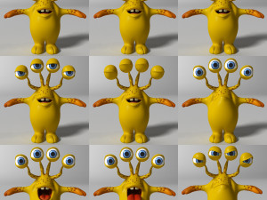 cartoon yellow monster rigged 3D Model