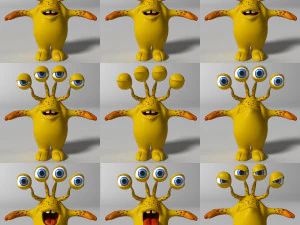 cartoon yellow monster rigged 3D Model