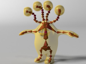 cartoon yellow monster rigged 3D Model