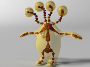 cartoon yellow monster rigged 3D Model