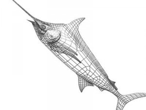 blue marlin toon fish 3d Modèle 3D