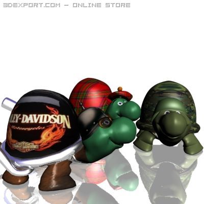 3 toon turtles 3d 3D Model .c4d .max .obj .3ds .fbx .stl .blend 
