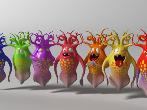 Cartoon squid monster rigged 3D 모델