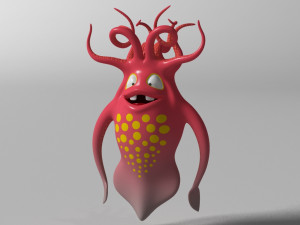 Cartoon squid monster rigged 3D 모델