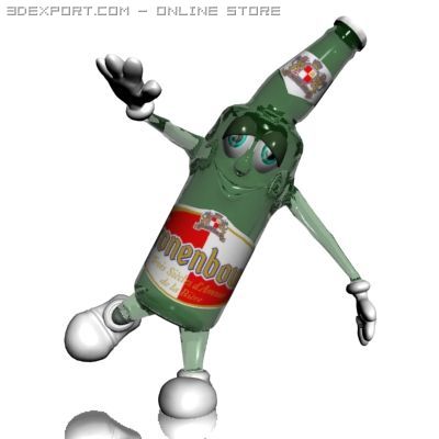 beer bottle cartoon character 3Dモデル .c4d .max .obj .3ds .fbx .stl .blend 