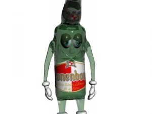 beer bottle cartoon character 3D Model