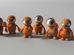 orange alien rigged Modèle 3D