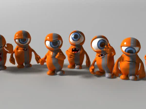 orange alien rigged 3D Model