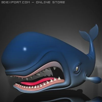 monstro cartoon whale rigged 3D Model .c4d .max .obj .3ds .fbx .stl .blend 
