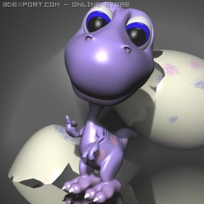 baby dino cartoon rigged 3Dモデル .c4d .max .obj .3ds .fbx .stl .blend 
