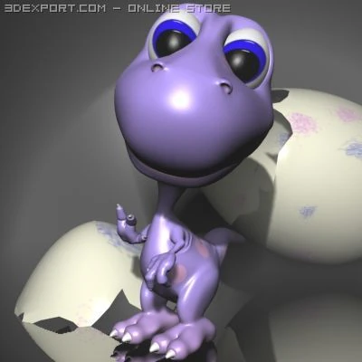 baby dino cartoon rigged 3D Model .c4d .max .obj .3ds .fbx .stl .blend 