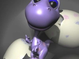 baby dino cartoon rigged 3D Model