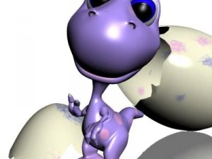 baby dino cartoon rigged 3D Model