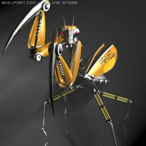 praying mantis robot rigged 3D Model .c4d .max .obj .3ds .fbx .stl .blend 