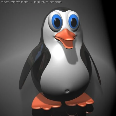 penguin cartoon rigged 3D Model .c4d .max .obj .3ds .fbx .stl .blend 
