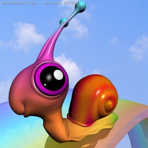 rainbow snail rigged Modello 3D .c4d .max .obj .3ds .fbx .stl .blend 