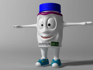 cartoon covid killer rigged and animated 3D Model