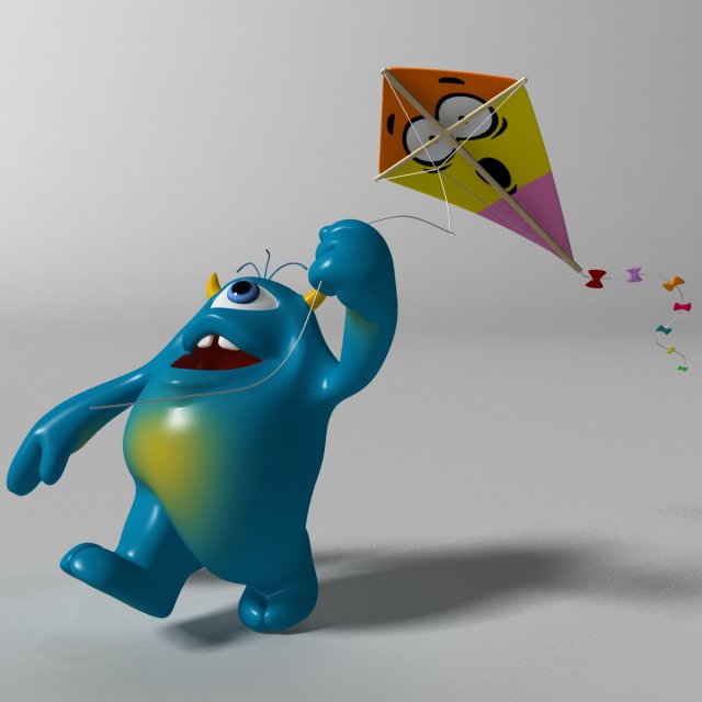 cartoon blue monster rigged 3D 모델 .c4d .max .obj .3ds .fbx .stl .blend 